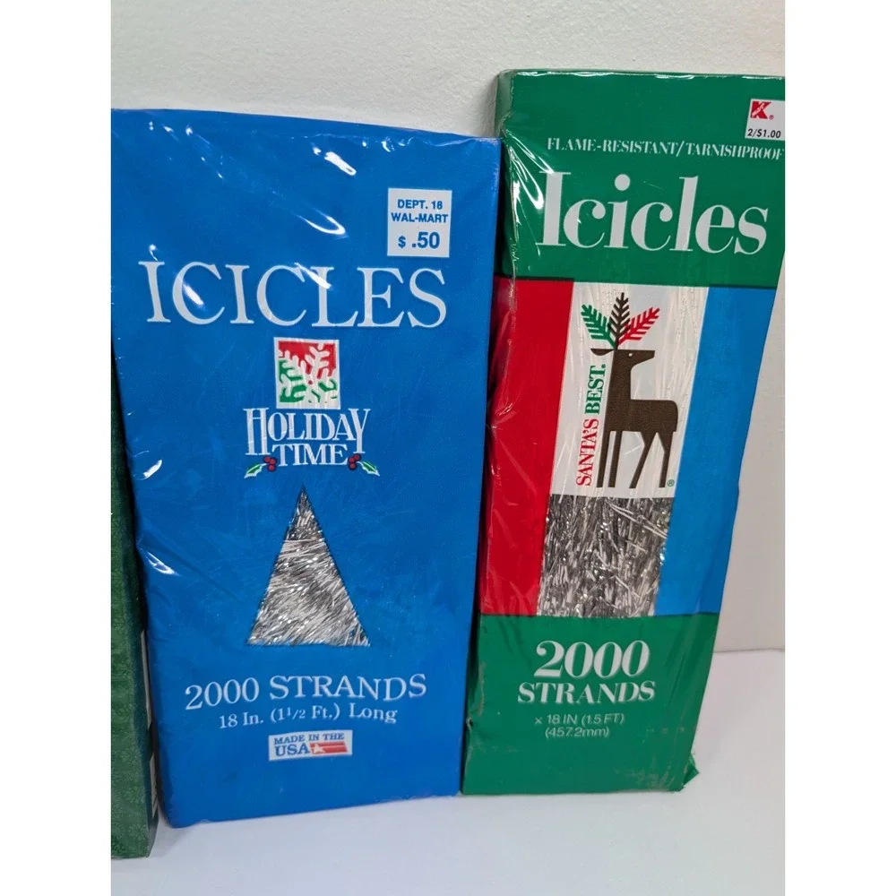 Vintage Christmas Tree Silver Tinsel Icicles ‎ Strands  4 Packages